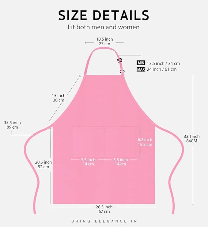 Syntus Apron for Men Women, Adjustable Cooking Kitchen Chef Aprons with 2 Pockets