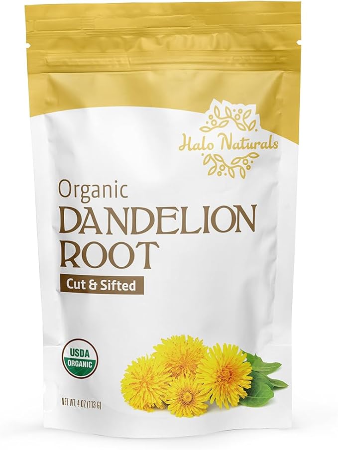 Organic Dandelion Root Cut & Sifted, 4 Ounces (Taraxacum officinale) USDA Certified | Resealable Pouch| Packaged in The USA
