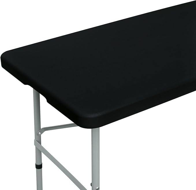 NEWISHER Black Rectangular Tablecloth 72" x 30", Elastic Edge, Stretch Spandex Polyester, Fits 6ft Table, Ideal for Indoor/Outdoor Events