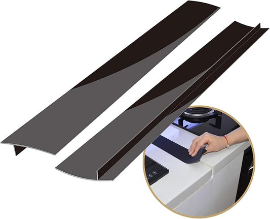 Silicone Kitchen Stove Counter Gap Covers, Anti-Slip Non-Tacky Filler Seals Spills Between Counter, Stovetop, Oven, Washer, Set of 2 (21 Inches, Black) by Gosmol