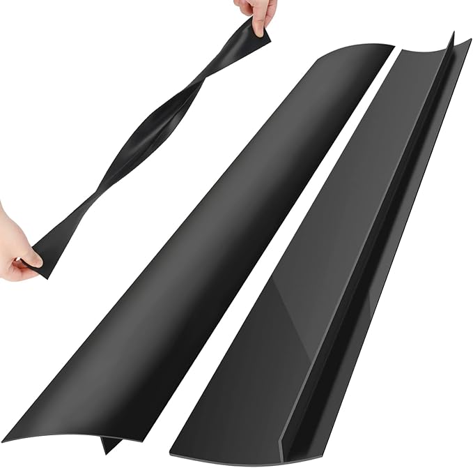 2 Pack Silicone Stove Counter Gap Covers, Heat Resistant Stove Gap Filler, 21 Inch Black Stove Guard for Counter, Easy to Clean