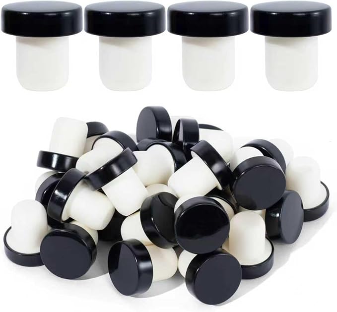 T-shaped Stopper Cork Wine Bottle Stoppers Reusable Wine Sealing Plug for Beer Bottles DIY Craft(Black,20 Pieces)