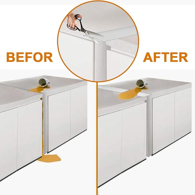 Kitchen Silicone Stove Counter Gap Cover with Heat Resistant Wide & Long Gap Filler Used for Protect Gap Filler Sealing Spills in Kitchen Counter, Stovetops2 Pack, White, 21 Inch）