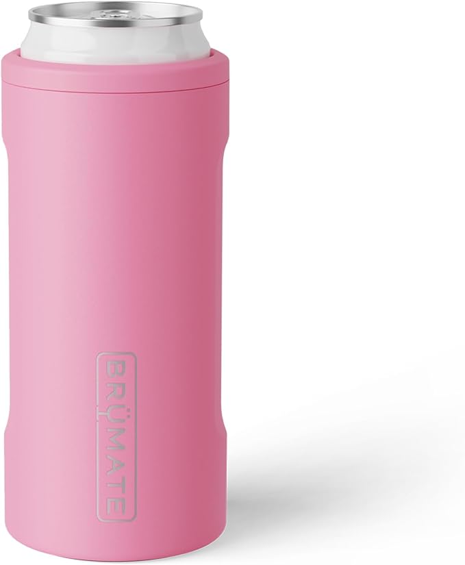 BrüMate Hopsulator Slim Can Cooler Insulated for 12oz Slim Cans | Skinny Can Insulated Stainless Steel Drink Holder for Hard Seltzer, Beer, Soda, and Energy Drinks (Primrose)