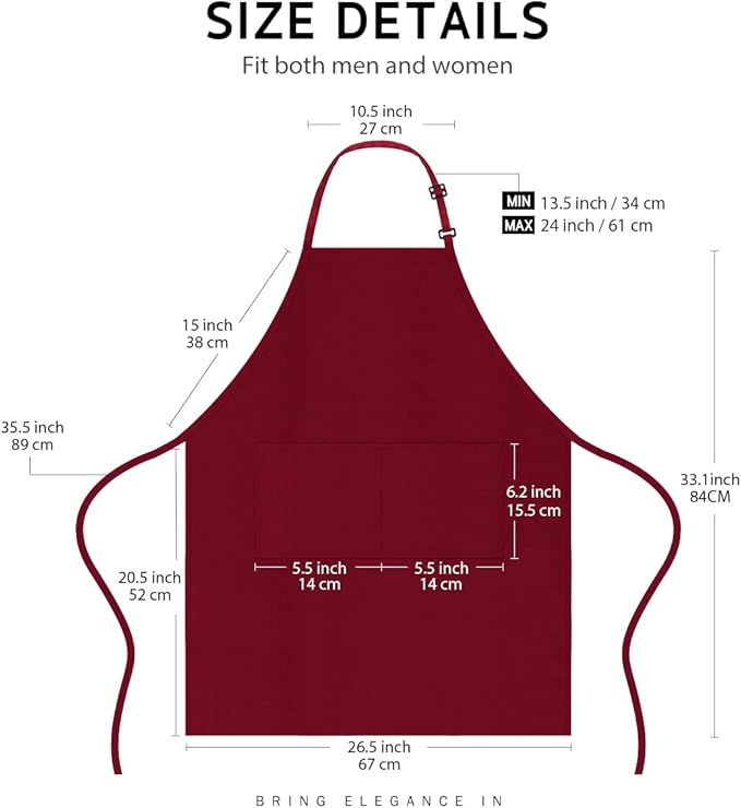Syntus Apron for Men Women, Adjustable Cooking Kitchen Chef Aprons with 2 Pockets