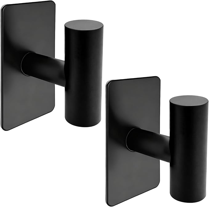 2-Pack Heavy-Duty Adhesive Wall Towel Hooks, No-Drill Wall Mount Hooks for Kitchen, Bathroom, Closet