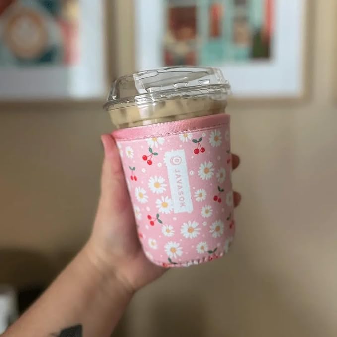 Sok It JavaSok Iced Coffee & Cold Soda Insulated Neoprene Cup Sleeve (Cherry Bomb, Large: 30-32oz)