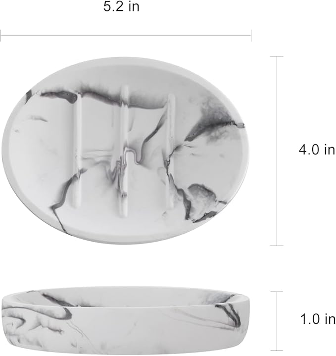 INIUNIK Marble Look Soap Dish - Bar Soap Holder for Shower, Bathroom & Kitchen Sink
