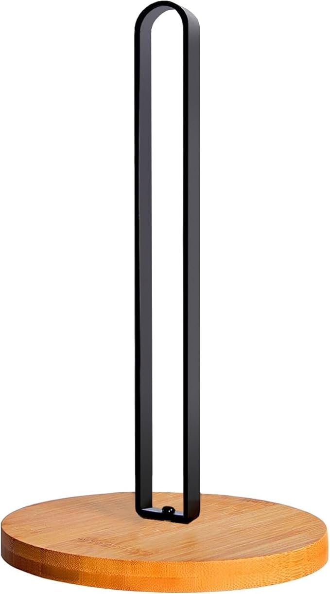 TONLEA Wooden Paper Towel Holder Countertop, Kitchen-Towel-Holder FreeStanding with Non-Slip Base for Bathroom