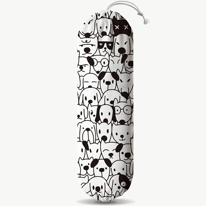 Dog Plastic Bag Holder, Cute Dogs Reusable Shopping Bags Storage Dispenser, Fabric Garbage Trash Bag Dispenser for Home Kitchen Pantry Cabinet, Wall Mount, Kitchen Housewarming Gifts
