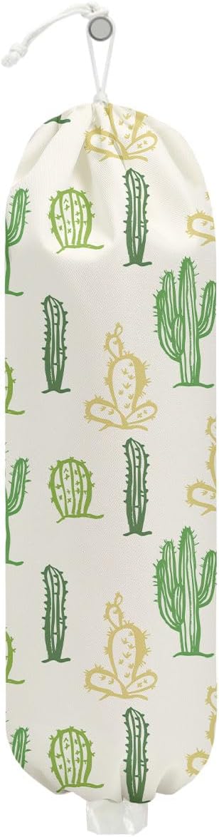 Cactus Plastic Bag Holder 22.5x9 Inch,Wall Mount Grocery Bag Holder for Plastic Bags,Reusable Large Grocery Bags Storage Dispenser,Home Kitchen Pantry Decor,Cactus Gifts for Women Mom Grandma