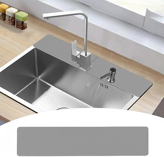 Customizable Faucet Mat for Kitchen Sink: 30"L x 5.5"W DIY Cuttable Bathroom Counter Protector - Cut to Fit with 2 or 3 Hole & Oval Rectangle Square Faucet Design - Extra Long Absorbent Splash Guard