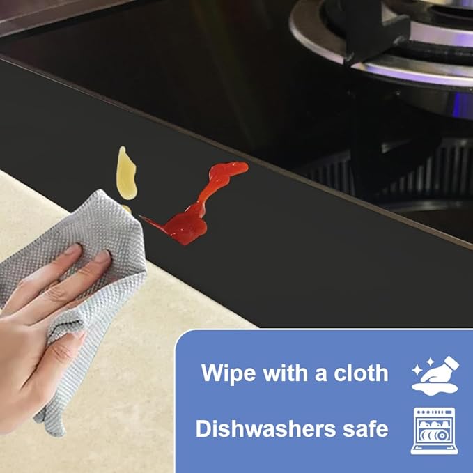 Silicone Stove Gap Covers Folding,25 Inches Stove Gap Filler 2pcs,Kitchen Sealing Strip Between Electric Stove,Countertop,Oven Spacer Black