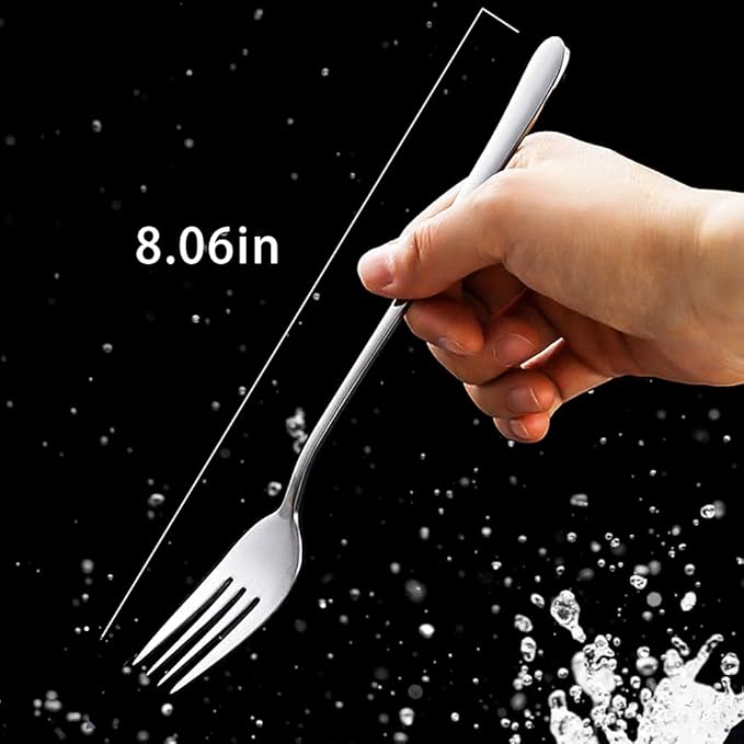 Dinner Forks, Set of 6 Top Food Grade Stainless Steel Silverware Forks, Flatware Set,8 Inches, Mirror Finish & Dishwasher Safe, New Apartment Essentials Cutlery Set