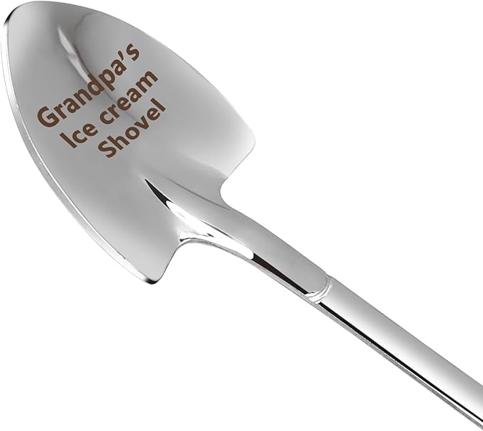 Gifts for Grandpa Dad Men Ice Cream Spoon Scoop for Ice Cream Lovers, Fathers Day Gifts for Men Funny Engraved Stainless Steel Spoon Shovel.