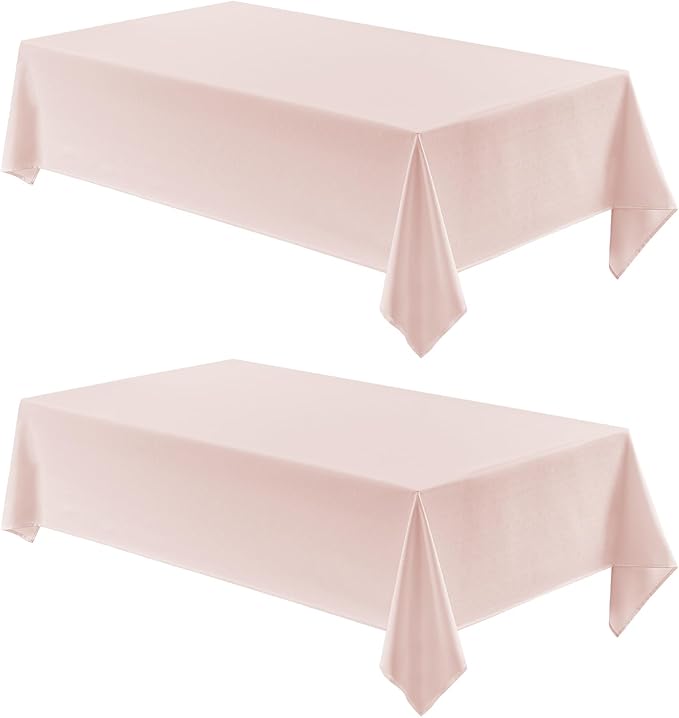 Veblandy 2 Pack Rectangle Tablecloth, 52x70 inch, Water Resistant Wrinkle Free Linen Textured Table Cloth Washable, Decorative Fabric Table Cover for Dining, Party and Camping, Pink