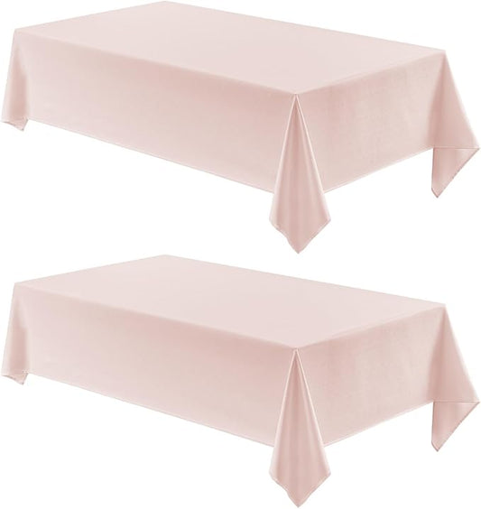 Veblandy 2 Pack Rectangle Tablecloth, 60x120 inch, Water Resistant Wrinkle Free Linen Textured Table Cloth Washable, Decorative Fabric Table Cover for Dining, Party and Camping, Pink