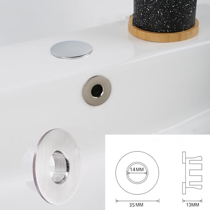 Sink Overflow Ring Brushed Nickel Bathroom Vanity Sink Overflow Cover Insert in Round Trim Cap Brass Material