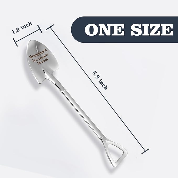 Gifts for Grandma mom Women Ice Cream Spoon Scoop for Ice Cream Lovers, MOM Mother Gifts for mom Women Funny Engraved Stainless Steel Spoon Shovel.