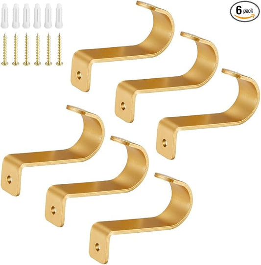 Solid Metal Bathroom Shower Oval Hook, Handkerchief, Bathrobe, Sponge Clothes Hanger, Cabinet, Closet Hook, Pants and Shirt Rack, Polished Chrome, Wall Mounted (6, Golden)