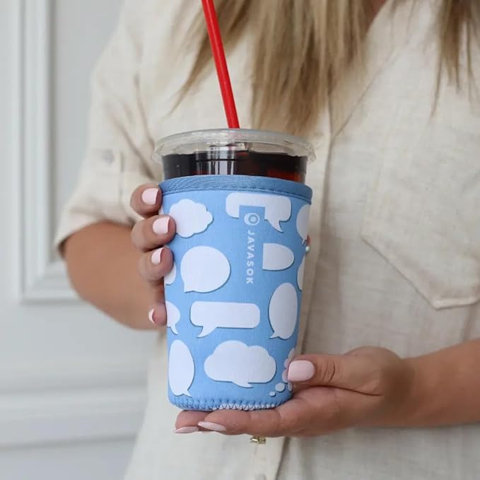 Sok It JavaSok Iced Coffee & Cold Soda Insulated Neoprene Cup Sleeve (Big Ideas, Large: 30-32oz)