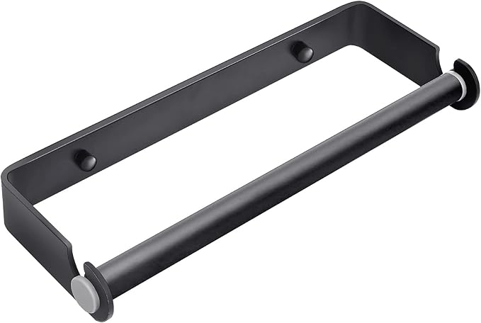 Under Cabinet Paper Towel Holder, Adhesive or Drill Mount Paper Towel Holder, Wall Mount Paper Towel Holders for Kitchen or Bathroom (Black)