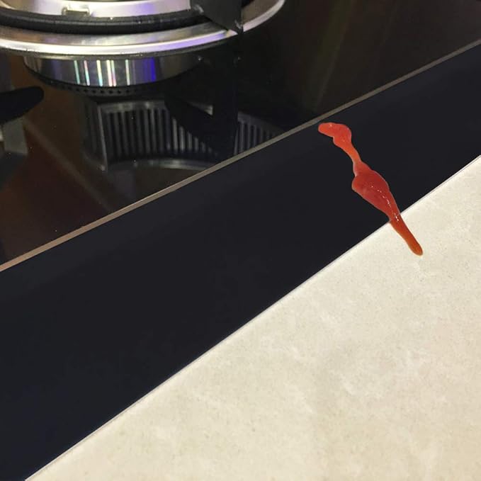 Silicone Kitchen Stove Counter Gap Cover Long & Wide Gap Filler (2 Pack) Seals Spills Between Counters, Stovetops, Washing Machines, Oven, Washer, Dryer - Heat-Resistant and Easy Clean (Black)