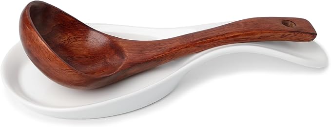 GDCZ Porcelain Spoon Rest - Large Spoon Holder Utensil Rest for Kitchen Counter Stove Top, Dishwasher Safe (White)