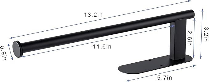 Honmein Paper Towel Holder, Upgrade SUS304 Stainless Steel Paper Towel Holder Under Cabinet, Bend-Resistant, Self-Adhesive or Drill mounting (Black)