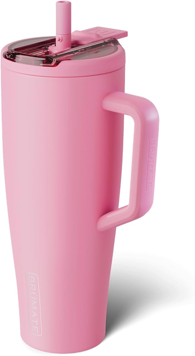 BrüMate Era Flip 40oz Tumbler with 100% Leakproof Covered Straw Lid | Hygienic Covered Straw | Insulated Stainless Steel Water Bottle with Handle | Cup Holder Friendly | BPA-Free (Primrose)