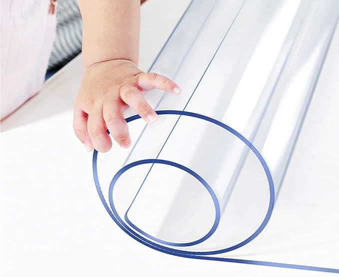 Wadrac Long Clear Table Pad 16x96 Inch Rectangular Transparent Desk Protector Mat Plastic Tablecloths PVC Desk Blotter Table Cover for Side End Table Night Stand Dresser Dining Room Table Thicken