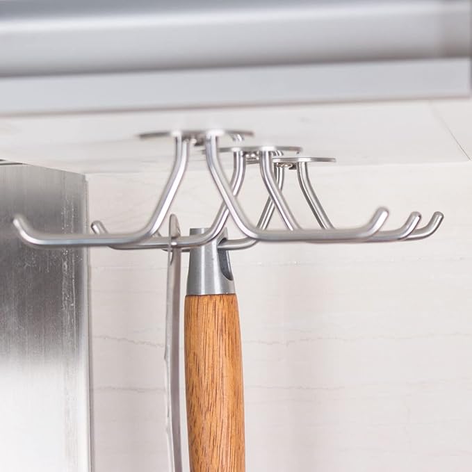 simpletome Mug Hooks Under Cabinet Coffee Cup Organizer Ceiling Storage Hanger for Office Cafe Bar Kitchen Utensils (3Pack, SUS304 Stainless Steel)