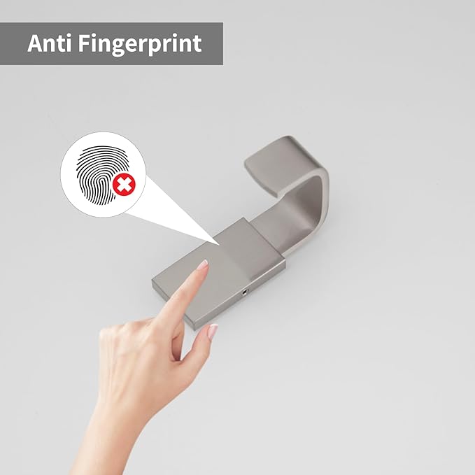 BESy Brass Clothes Hook Single Towel Hook for Bathroom Kitchen Garage Square Style Robe Hooks Coat Hooks Hat Hook, Wall Mounted with Screws, Four Packs, Brushed Nickel