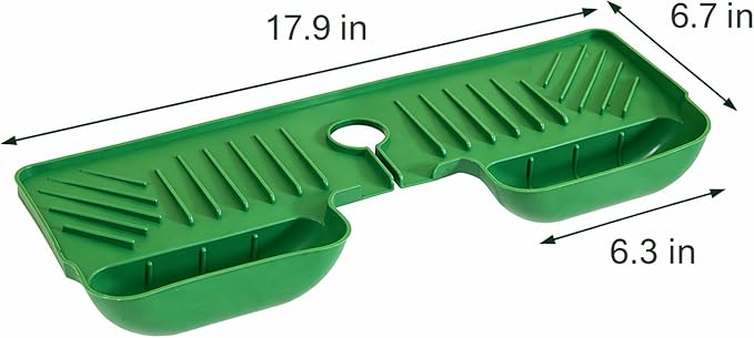 Silicone Kitchen Sink Splash Guard Faucet Mat with Deep Storage Trays,for Sponge Brush,Sloped Draining, Countertop Protector,For Tidy Homes,Renters,Bonus Sponge(5.1"W x 9.5"H)