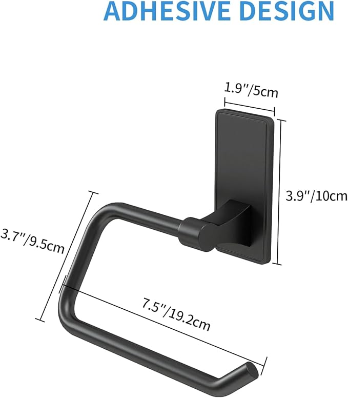 2-Piece Towel Ring, Adhesive Hand Towel Holder for Bathroom, Modern Style Towel Hangers Wall-Mounted Hand Towel Rack for Bathroom, Matte Black