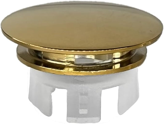 Sink Overflow Hole Cover Basin Trim Insert for Home, Sink, Bathroom, Kitchen Decorative Sink Drain Cap, Double Layer Copper Solid Chrome Overflow Cover(Glossy Gold)