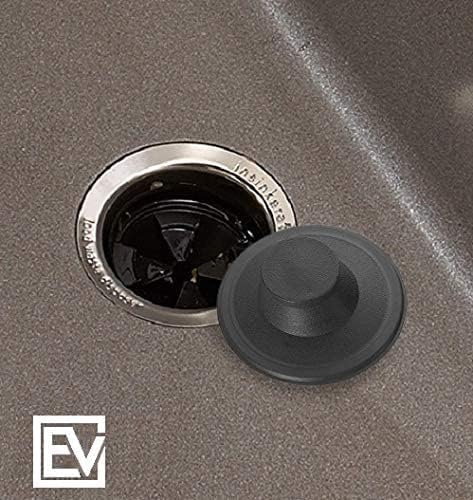 Essential Values Kitchen Sink Stopper - Set of 2 - Black Plastic Sink Plug Drain Stopper - Replacement Garbage Disposal Stopper - Kitchen Drain - Black, 2 Pack