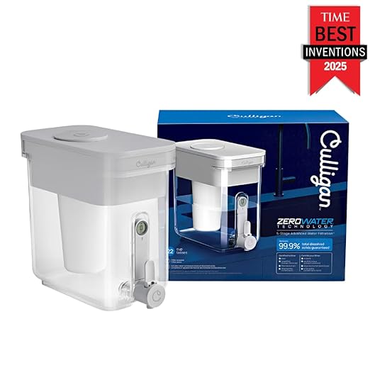 Culligan with ZeroWater Technology 22-Cup Water Filter Dispenser – Includes 5-Stage Advanced Water Filter, Certified to Reduce Lead, Total PFAS (Forever Chemicals), Mercury, Fluoride, and Chlorine
