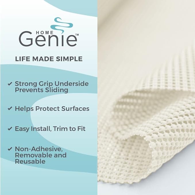 HOME GENIE Shelf Drawer and Cabinet Liner, Durable with Strong Grip, 20 in x 20 FT, Non Adhesive Liners Protect Kitchen Cabinets and Cupboard, Pantry, Bathroom Drawers and Shelves, Desks, White