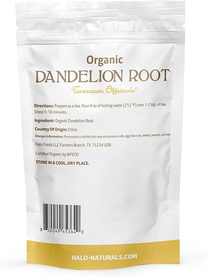 Organic Dandelion Root Cut & Sifted, 4 Ounces (Taraxacum officinale) USDA Certified | Resealable Pouch| Packaged in The USA