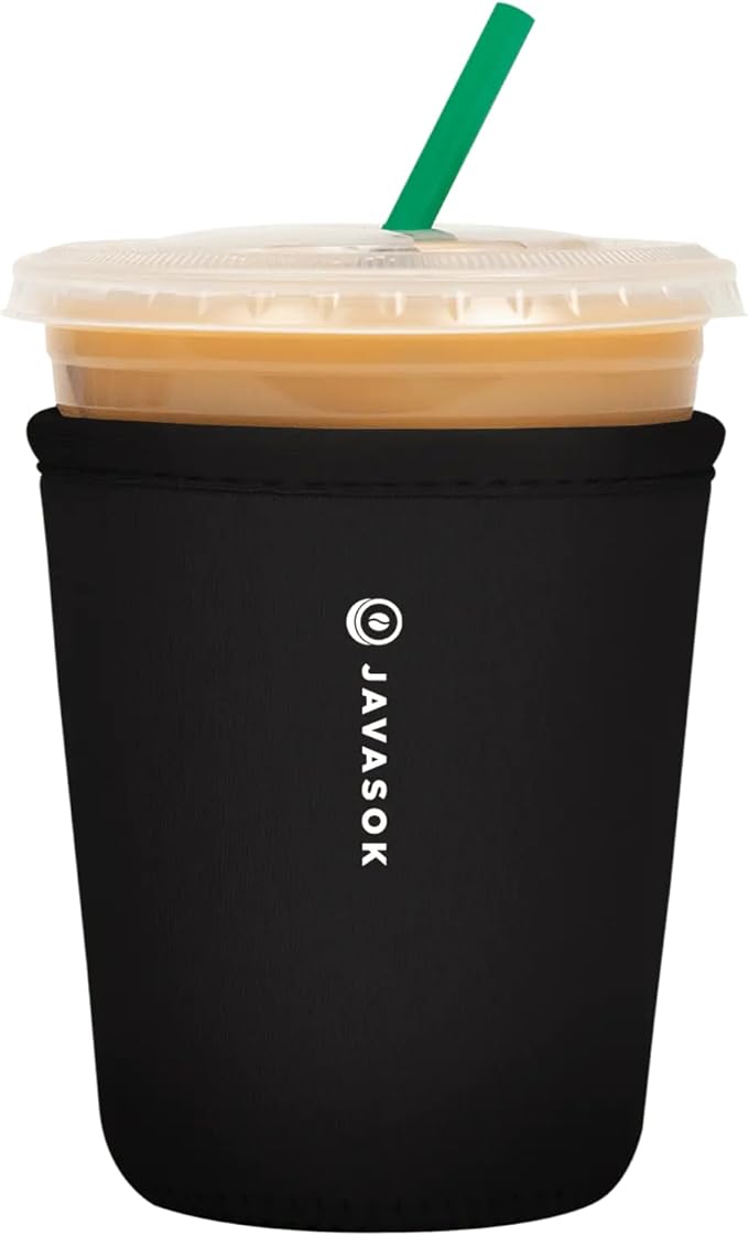 Sok It JavaSok Iced Coffee & Cold Soda Insulated Neoprene Cup Sleeve (Black, Small: 16-20oz)