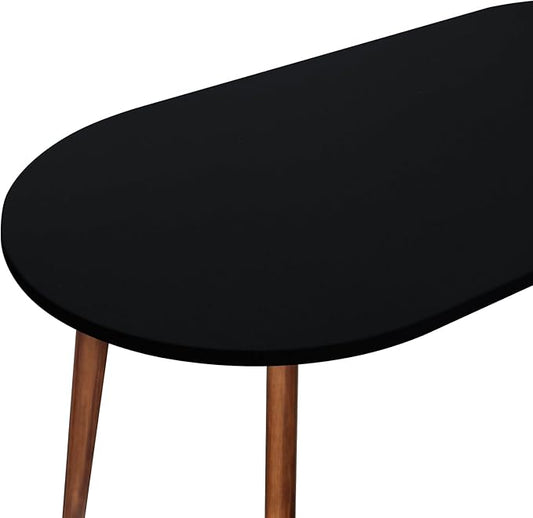 NEWISHER Fitted Oval Tablecloth 48 x 68 Inch Elastic Table Cloth, Stretch Spandex Table Cover Black Washable Polyester Top Cap Cover for Dining Picnic Camping Indoor and Outdoor