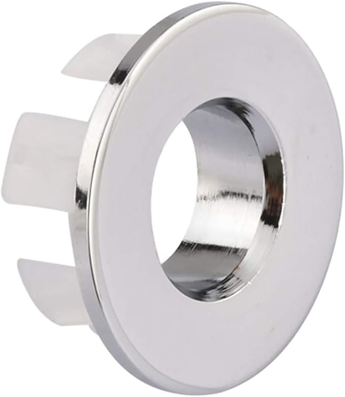Sink Basin Trim Overflow Cover Brass Insert in Hole Round Caps Chrome 2 PCS