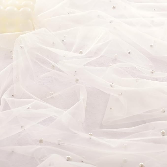 Socomi Pearl Table Runner Tulle Ivory White Summer Cheesecloth 10FT Gauze Cheese Cloth Sheer Chiffon Dining Wedding Birthday Party Baby Shower Bridal Anniversary Holiday Centerpiece Table Decor
