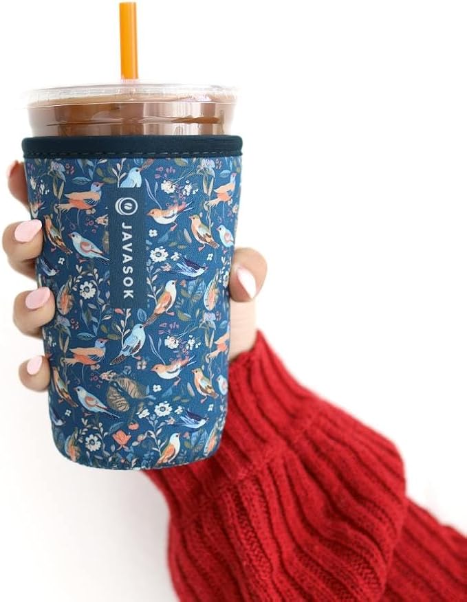 Sok It JavaSok Iced Coffee & Cold Soda Insulated Neoprene Cup Sleeve (Early Birds, Small: 16-20oz)