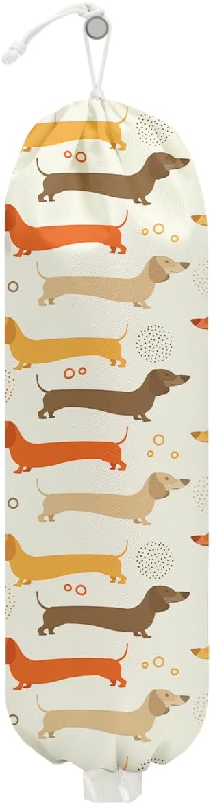 Dog Plastic Bag Holder, Wall Mount Grocery Bag Holder for Plastic Bags, Large Reusable Grocery Bags Organizer Storage Dispenser for Home Kitchen, Dog Lovers Gifts for Women, 22.5x9 Inch