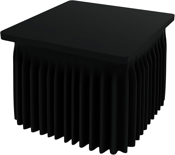 Smiry Spandex Tablecloth, Elastic Fitted Stretch Tablecloth for 3FT Rectangle Tables, Waterproof Washable Table Cover Skirt for Outdoor, Wedding, Banquet & Parties (Black, 42Lx42Wx30H Inch)