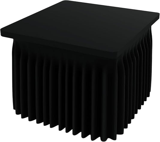 Smiry Spandex Tablecloth, Elastic Fitted Stretch Tablecloth for 3FT Rectangle Tables, Waterproof Washable Table Cover Skirt for Outdoor, Wedding, Banquet & Parties (Black, 42Lx42Wx30H Inch)