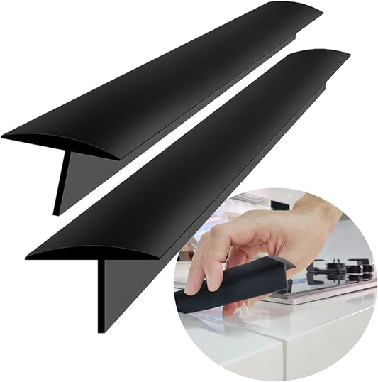 Stove Counter Gap Cover, Extra Long 30" Silicone Kitchen Gap Filler (for 0.2-1 inch Gap), 4/5 Deep Insert Tab, One Size Fit 21&25 Countertop(Set of 2, Black)