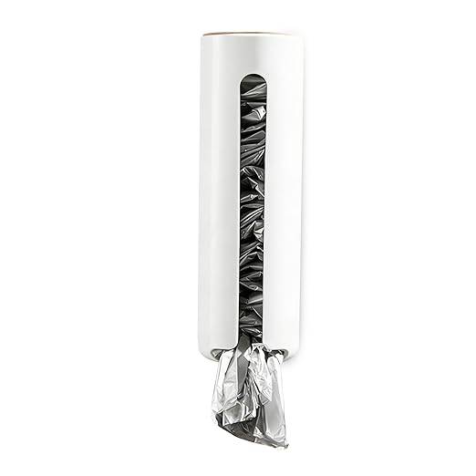 Grocery Bag Holder Wall for Plastic Bag,Mounted with Wood Lid - Plastic Bag Holder with Suction Cup for Kitchen